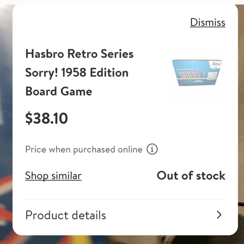 ⭐NIB Habro Retro Sorry Board Game